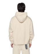 Zipped Denim Hoodie Ecru