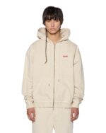 Zipped Denim Hoodie Ecru